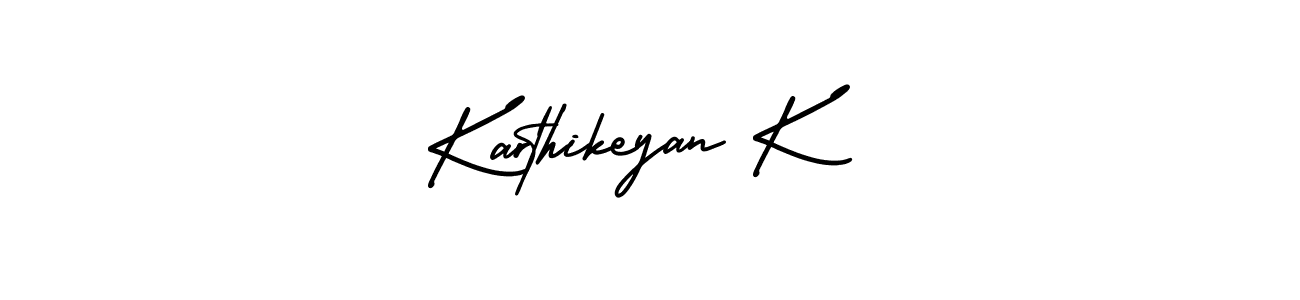 Use a signature maker to create a handwritten signature online. With this signature software, you can design (AmerikaSignatureDemo-Regular) your own signature for name Karthikeyan K. Karthikeyan K signature style 3 images and pictures png