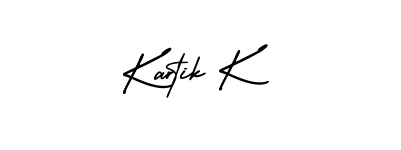 How to make Kartik K name signature. Use AmerikaSignatureDemo-Regular style for creating short signs online. This is the latest handwritten sign. Kartik K signature style 3 images and pictures png