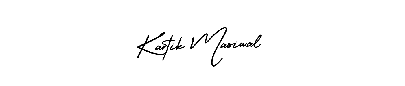 The best way (AmerikaSignatureDemo-Regular) to make a short signature is to pick only two or three words in your name. The name Kartik Masiwal include a total of six letters. For converting this name. Kartik Masiwal signature style 3 images and pictures png