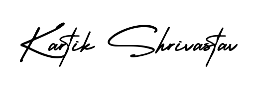 The AmerikaSignatureDemo-Regular signature style provides a bold statement for name Kartik Shrivastav. Designed for business owners, executives, and leaders. Kartik Shrivastav signature style 3 images and pictures png