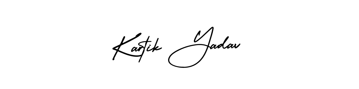 You should practise on your own different ways (AmerikaSignatureDemo-Regular) to write your name (Kartik Yadav) in signature. don't let someone else do it for you. Kartik Yadav signature style 3 images and pictures png
