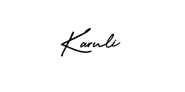 You should practise on your own different ways (AmerikaSignatureDemo-Regular) to write your name (Karuli) in signature. don't let someone else do it for you. Karuli signature style 3 images and pictures png