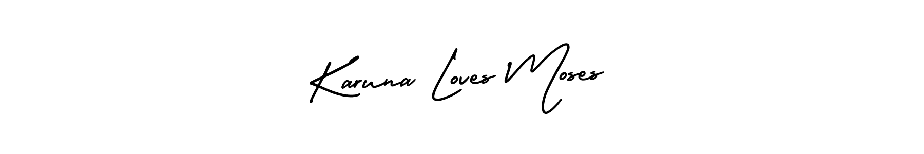 Also You can easily find your signature by using the search form. We will create Karuna Loves Moses name handwritten signature images for you free of cost using AmerikaSignatureDemo-Regular sign style. Karuna Loves Moses signature style 3 images and pictures png