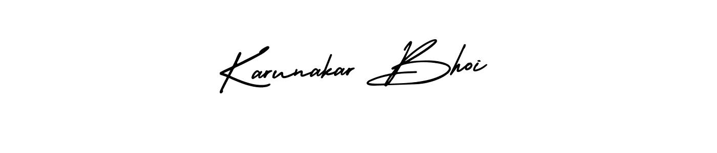 You should practise on your own different ways (AmerikaSignatureDemo-Regular) to write your name (Karunakar Bhoi) in signature. don't let someone else do it for you. Karunakar Bhoi signature style 3 images and pictures png