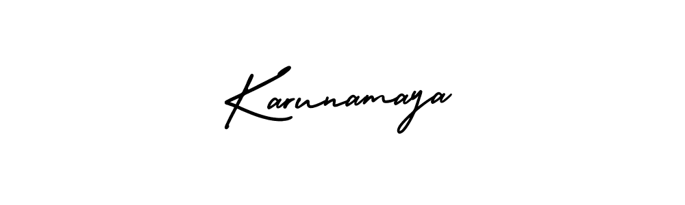 AmerikaSignatureDemo-Regular is a professional signature style that is perfect for those who want to add a touch of class to their signature. It is also a great choice for those who want to make their signature more unique. Get Karunamaya name to fancy signature for free. Karunamaya signature style 3 images and pictures png