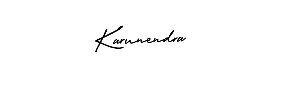How to make Karunendra name signature. Use AmerikaSignatureDemo-Regular style for creating short signs online. This is the latest handwritten sign. Karunendra signature style 3 images and pictures png