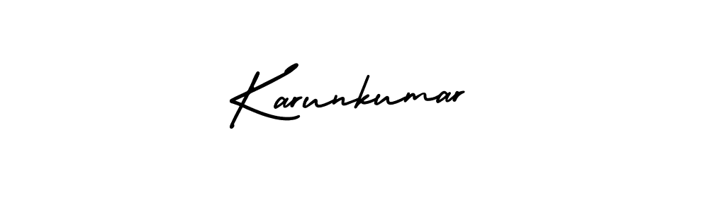 The best way (AmerikaSignatureDemo-Regular) to make a short signature is to pick only two or three words in your name. The name Karunkumar include a total of six letters. For converting this name. Karunkumar signature style 3 images and pictures png
