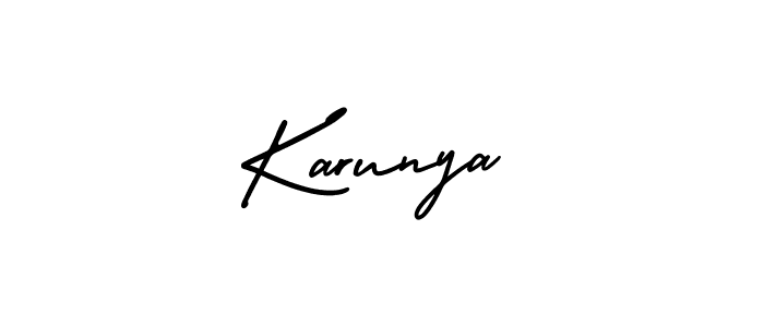 Use a signature maker to create a handwritten signature online. With this signature software, you can design (AmerikaSignatureDemo-Regular) your own signature for name Karunya. Karunya signature style 3 images and pictures png