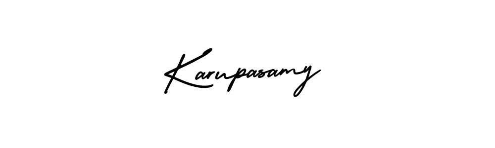 You should practise on your own different ways (AmerikaSignatureDemo-Regular) to write your name (Karupasamy) in signature. don't let someone else do it for you. Karupasamy signature style 3 images and pictures png