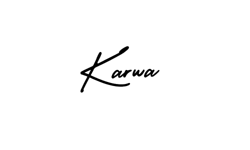 Use a signature maker to create a handwritten signature online. With this signature software, you can design (AmerikaSignatureDemo-Regular) your own signature for name Karwa. Karwa signature style 3 images and pictures png