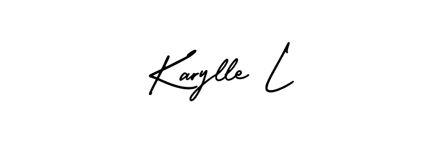 The best way (AmerikaSignatureDemo-Regular) to make a short signature is to pick only two or three words in your name. The name Karylle L include a total of six letters. For converting this name. Karylle L signature style 3 images and pictures png