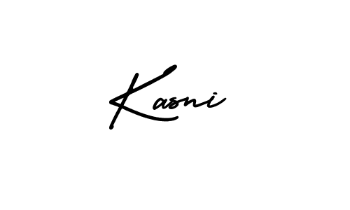 You should practise on your own different ways (AmerikaSignatureDemo-Regular) to write your name (Kasni) in signature. don't let someone else do it for you. Kasni signature style 3 images and pictures png