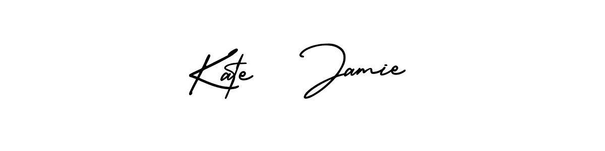 This is the best signature style for the Kate   Jamie name. Also you like these signature font (AmerikaSignatureDemo-Regular). Mix name signature. Kate   Jamie signature style 3 images and pictures png