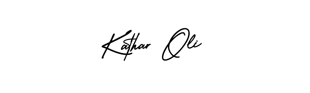 You should practise on your own different ways (AmerikaSignatureDemo-Regular) to write your name (Kathar Oli) in signature. don't let someone else do it for you. Kathar Oli signature style 3 images and pictures png