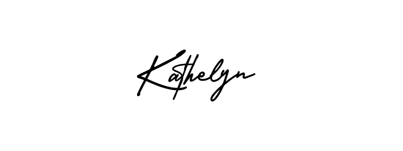 You should practise on your own different ways (AmerikaSignatureDemo-Regular) to write your name (Kathelyn) in signature. don't let someone else do it for you. Kathelyn signature style 3 images and pictures png