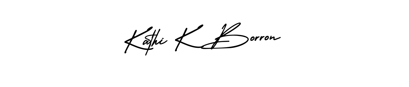 AmerikaSignatureDemo-Regular is a professional signature style that is perfect for those who want to add a touch of class to their signature. It is also a great choice for those who want to make their signature more unique. Get Kathi K Borron name to fancy signature for free. Kathi K Borron signature style 3 images and pictures png