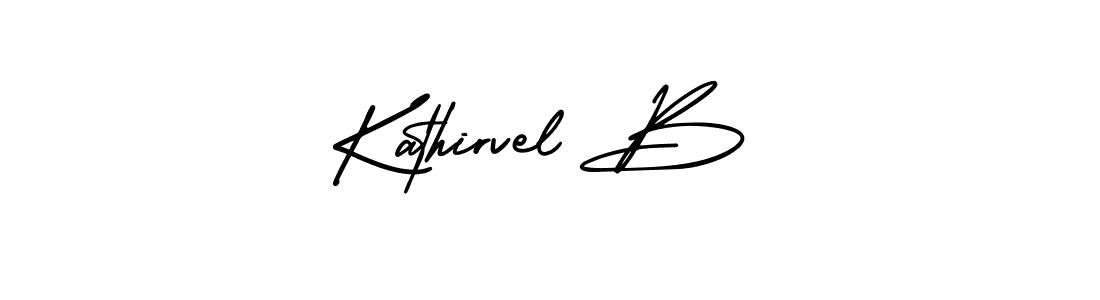 The best way (AmerikaSignatureDemo-Regular) to make a short signature is to pick only two or three words in your name. The name Kathirvel B include a total of six letters. For converting this name. Kathirvel B signature style 3 images and pictures png