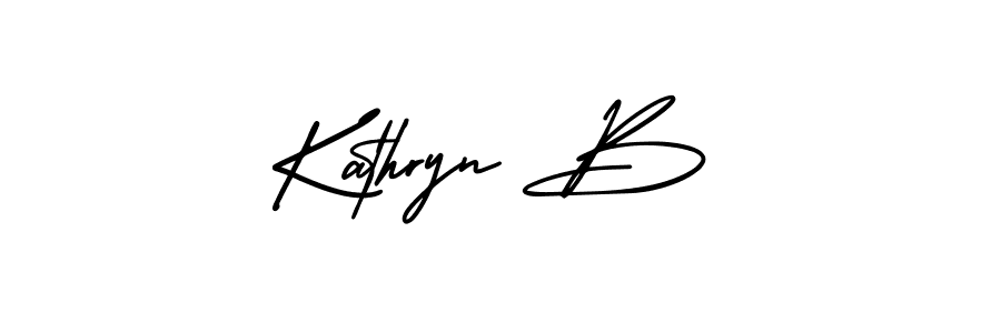 The best way (AmerikaSignatureDemo-Regular) to make a short signature is to pick only two or three words in your name. The name Kathryn B include a total of six letters. For converting this name. Kathryn B signature style 3 images and pictures png