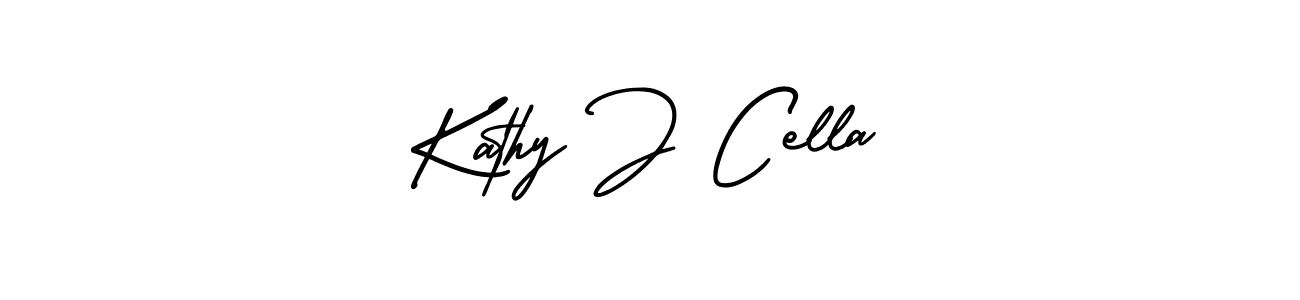 Kathy J Cella stylish signature style. Best Handwritten Sign (AmerikaSignatureDemo-Regular) for my name. Handwritten Signature Collection Ideas for my name Kathy J Cella. Kathy J Cella signature style 3 images and pictures png