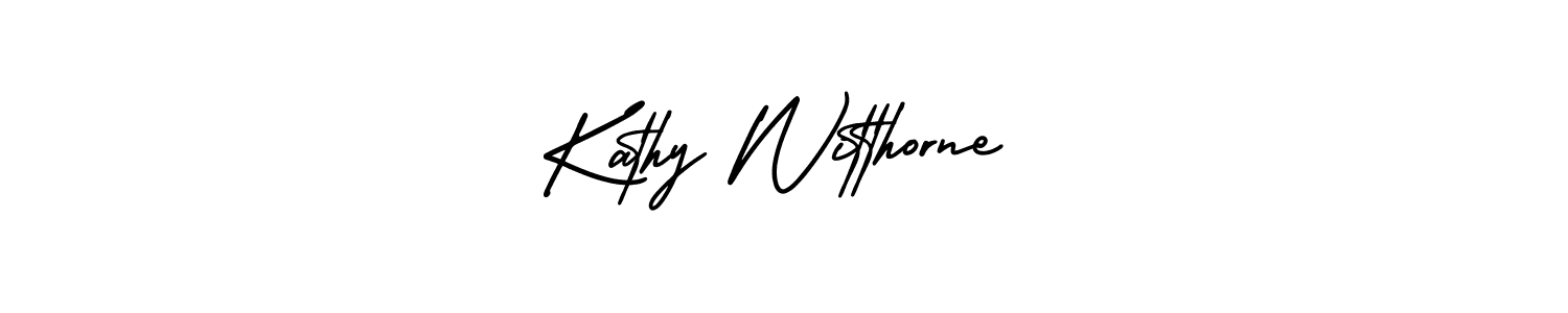 You should practise on your own different ways (AmerikaSignatureDemo-Regular) to write your name (Kathy Witthorne) in signature. don't let someone else do it for you. Kathy Witthorne signature style 3 images and pictures png