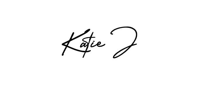 How to make Katie J name signature. Use AmerikaSignatureDemo-Regular style for creating short signs online. This is the latest handwritten sign. Katie J signature style 3 images and pictures png