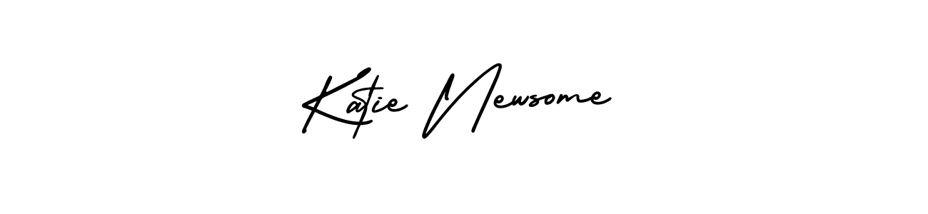 You should practise on your own different ways (AmerikaSignatureDemo-Regular) to write your name (Katie Newsome) in signature. don't let someone else do it for you. Katie Newsome signature style 3 images and pictures png