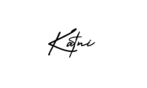 You should practise on your own different ways (AmerikaSignatureDemo-Regular) to write your name (Katni) in signature. don't let someone else do it for you. Katni signature style 3 images and pictures png