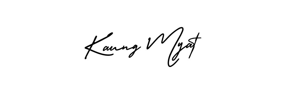 You should practise on your own different ways (AmerikaSignatureDemo-Regular) to write your name (Kaung Myat) in signature. don't let someone else do it for you. Kaung Myat signature style 3 images and pictures png