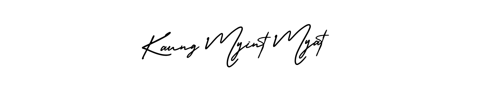 You should practise on your own different ways (AmerikaSignatureDemo-Regular) to write your name (Kaung Myint Myat) in signature. don't let someone else do it for you. Kaung Myint Myat signature style 3 images and pictures png