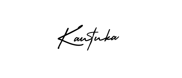 How to make Kautuka name signature. Use AmerikaSignatureDemo-Regular style for creating short signs online. This is the latest handwritten sign. Kautuka signature style 3 images and pictures png