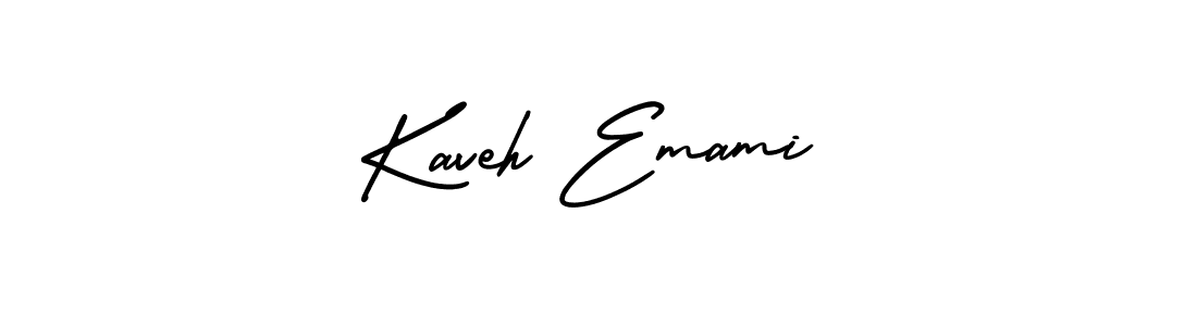 You should practise on your own different ways (AmerikaSignatureDemo-Regular) to write your name (Kaveh Emami) in signature. don't let someone else do it for you. Kaveh Emami signature style 3 images and pictures png