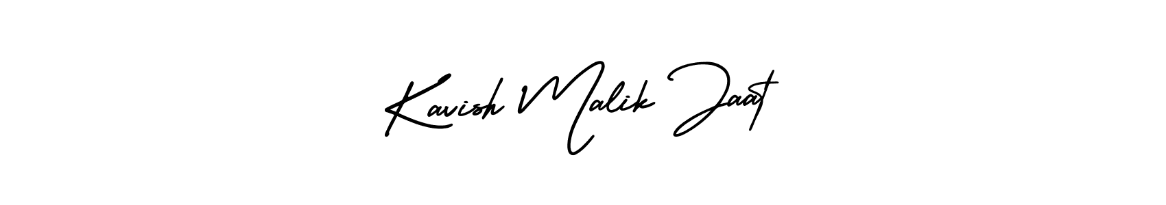 The best way (AmerikaSignatureDemo-Regular) to make a short signature is to pick only two or three words in your name. The name Kavish Malik Jaat include a total of six letters. For converting this name. Kavish Malik Jaat signature style 3 images and pictures png
