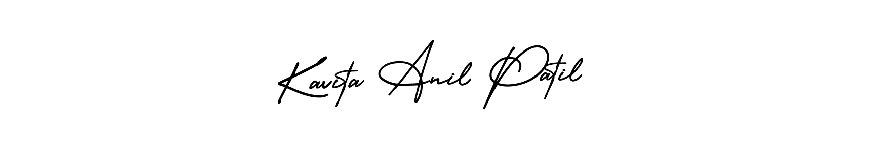 You should practise on your own different ways (AmerikaSignatureDemo-Regular) to write your name (Kavita Anil Patil) in signature. don't let someone else do it for you. Kavita Anil Patil signature style 3 images and pictures png