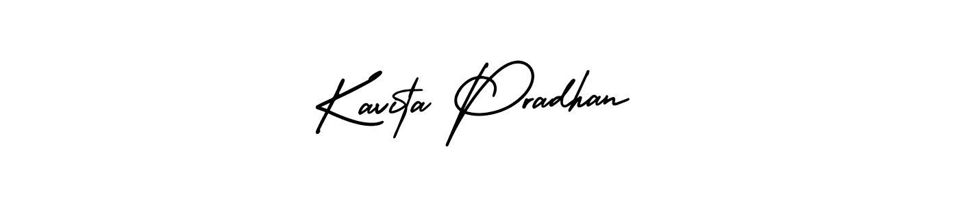 You should practise on your own different ways (AmerikaSignatureDemo-Regular) to write your name (Kavita Pradhan) in signature. don't let someone else do it for you. Kavita Pradhan signature style 3 images and pictures png