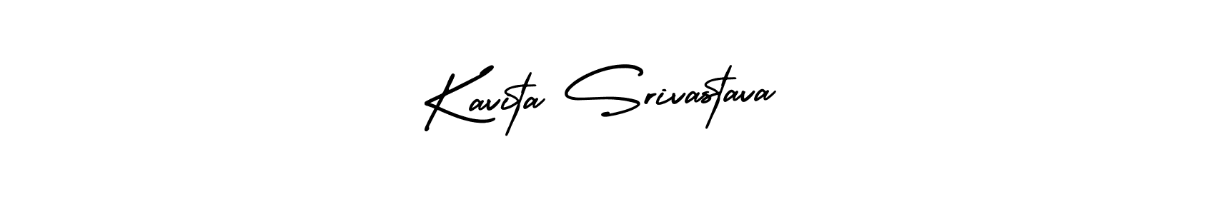 You should practise on your own different ways (AmerikaSignatureDemo-Regular) to write your name (Kavita Srivastava) in signature. don't let someone else do it for you. Kavita Srivastava signature style 3 images and pictures png