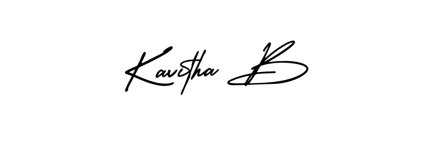 You should practise on your own different ways (AmerikaSignatureDemo-Regular) to write your name (Kavitha B) in signature. don't let someone else do it for you. Kavitha B signature style 3 images and pictures png