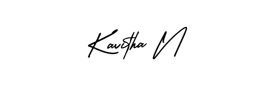 How to Draw Kavitha N signature style? AmerikaSignatureDemo-Regular is a latest design signature styles for name Kavitha N. Kavitha N signature style 3 images and pictures png