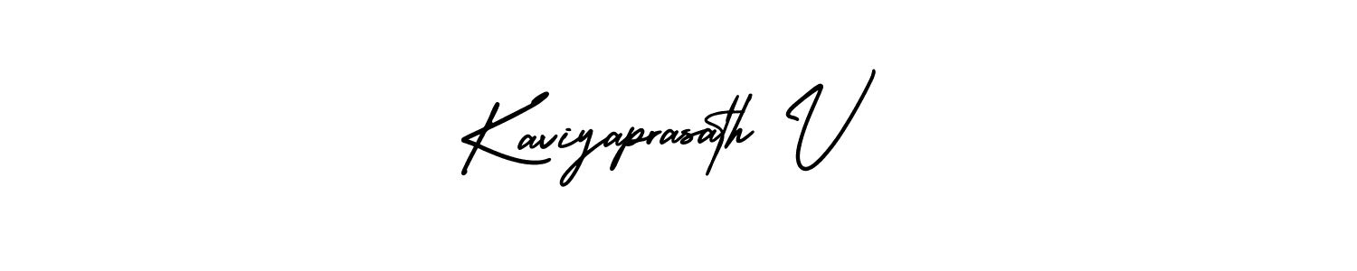 Use a signature maker to create a handwritten signature online. With this signature software, you can design (AmerikaSignatureDemo-Regular) your own signature for name Kaviyaprasath V. Kaviyaprasath V signature style 3 images and pictures png