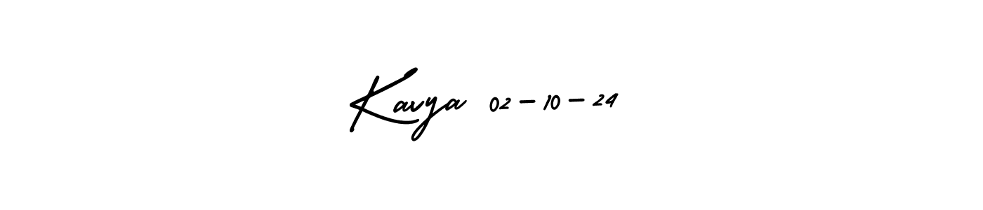 You should practise on your own different ways (AmerikaSignatureDemo-Regular) to write your name (Kavya 02-10-24) in signature. don't let someone else do it for you. Kavya 02-10-24 signature style 3 images and pictures png