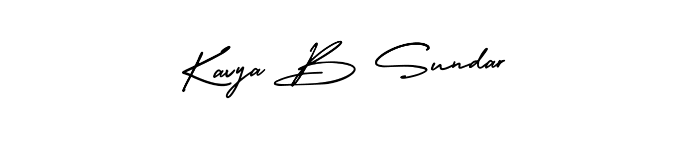 The best way (AmerikaSignatureDemo-Regular) to make a short signature is to pick only two or three words in your name. The name Kavya B Sundar include a total of six letters. For converting this name. Kavya B Sundar signature style 3 images and pictures png