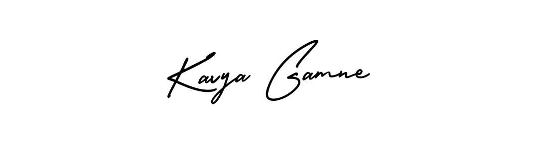 You should practise on your own different ways (AmerikaSignatureDemo-Regular) to write your name (Kavya Gamne) in signature. don't let someone else do it for you. Kavya Gamne signature style 3 images and pictures png