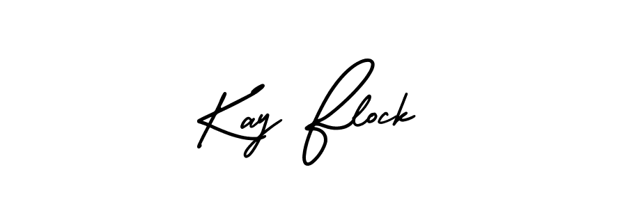 You should practise on your own different ways (AmerikaSignatureDemo-Regular) to write your name (Kay Flock) in signature. don't let someone else do it for you. Kay Flock signature style 3 images and pictures png