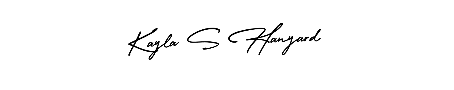 Design your own signature with our free online signature maker. With this signature software, you can create a handwritten (AmerikaSignatureDemo-Regular) signature for name Kayla S Hanyard. Kayla S Hanyard signature style 3 images and pictures png