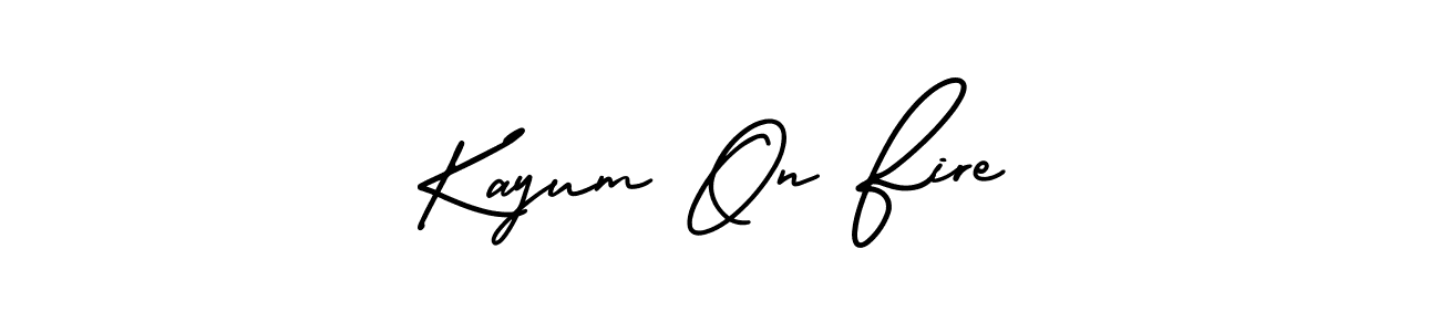You should practise on your own different ways (AmerikaSignatureDemo-Regular) to write your name (Kayum On Fire) in signature. don't let someone else do it for you. Kayum On Fire signature style 3 images and pictures png
