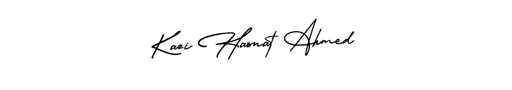 The best way (AmerikaSignatureDemo-Regular) to make a short signature is to pick only two or three words in your name. The name Kazi Hasnat Ahmed include a total of six letters. For converting this name. Kazi Hasnat Ahmed signature style 3 images and pictures png