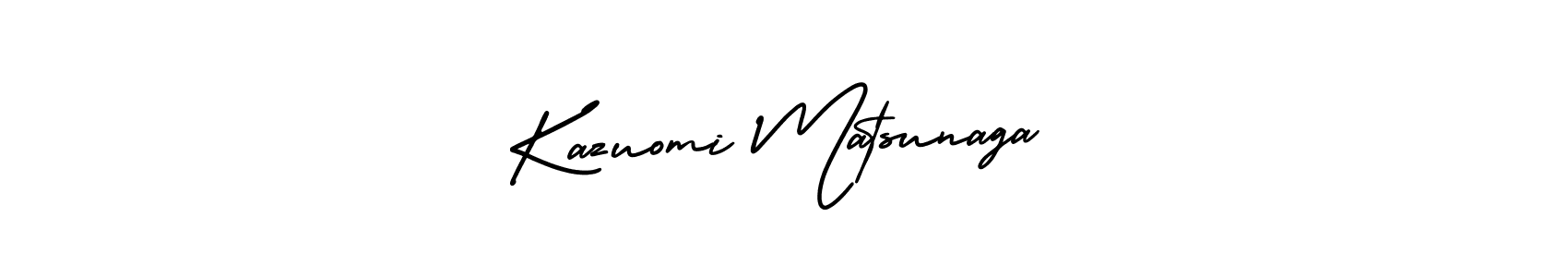 AmerikaSignatureDemo-Regular is a professional signature style that is perfect for those who want to add a touch of class to their signature. It is also a great choice for those who want to make their signature more unique. Get Kazuomi Matsunaga name to fancy signature for free. Kazuomi Matsunaga signature style 3 images and pictures png