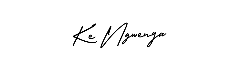 The best way (AmerikaSignatureDemo-Regular) to make a short signature is to pick only two or three words in your name. The name Ke Ngwenya include a total of six letters. For converting this name. Ke Ngwenya signature style 3 images and pictures png