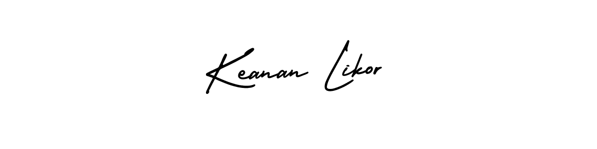 The best way (AmerikaSignatureDemo-Regular) to make a short signature is to pick only two or three words in your name. The name Keanan Likor include a total of six letters. For converting this name. Keanan Likor signature style 3 images and pictures png