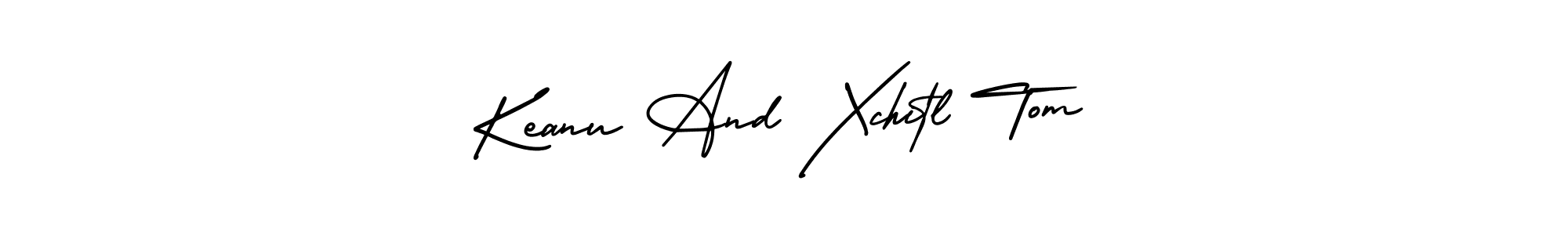You should practise on your own different ways (AmerikaSignatureDemo-Regular) to write your name (Keanu And Xchitl Tom) in signature. don't let someone else do it for you. Keanu And Xchitl Tom signature style 3 images and pictures png