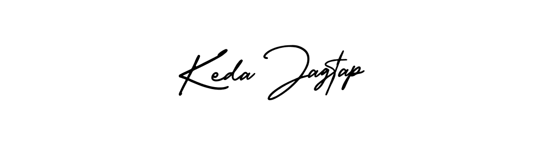 You should practise on your own different ways (AmerikaSignatureDemo-Regular) to write your name (Keda Jagtap) in signature. don't let someone else do it for you. Keda Jagtap signature style 3 images and pictures png